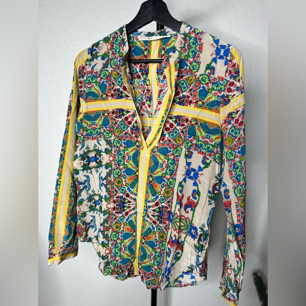 Twelfth Street by Cynthia Vincent 100% Silk Multicolor Blouse